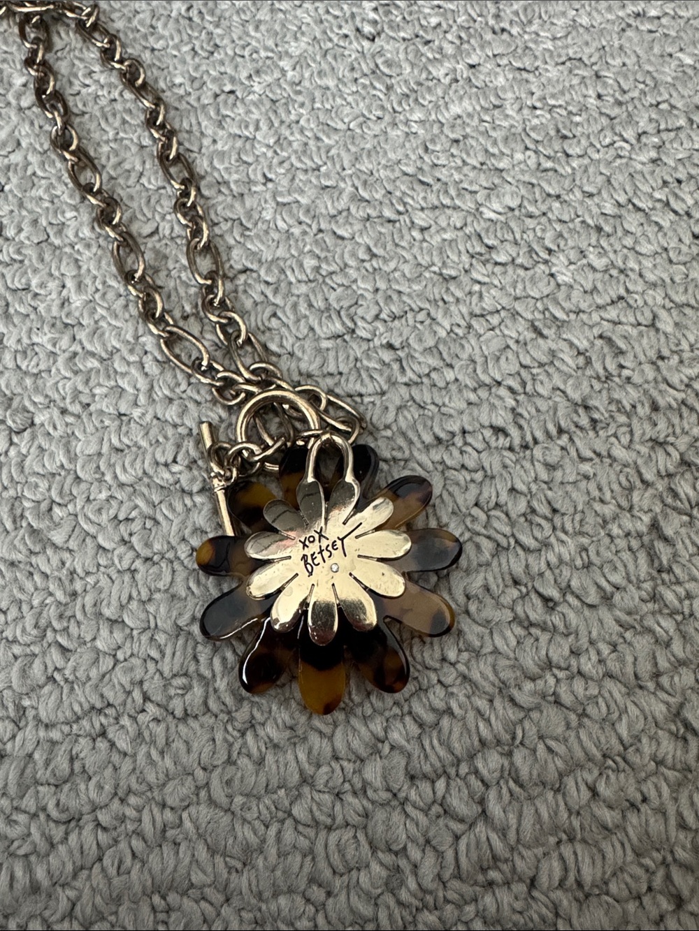 Betsey Johnson Gold-Tone Flower Necklace with Pink Crystal - Picture 3 of 3